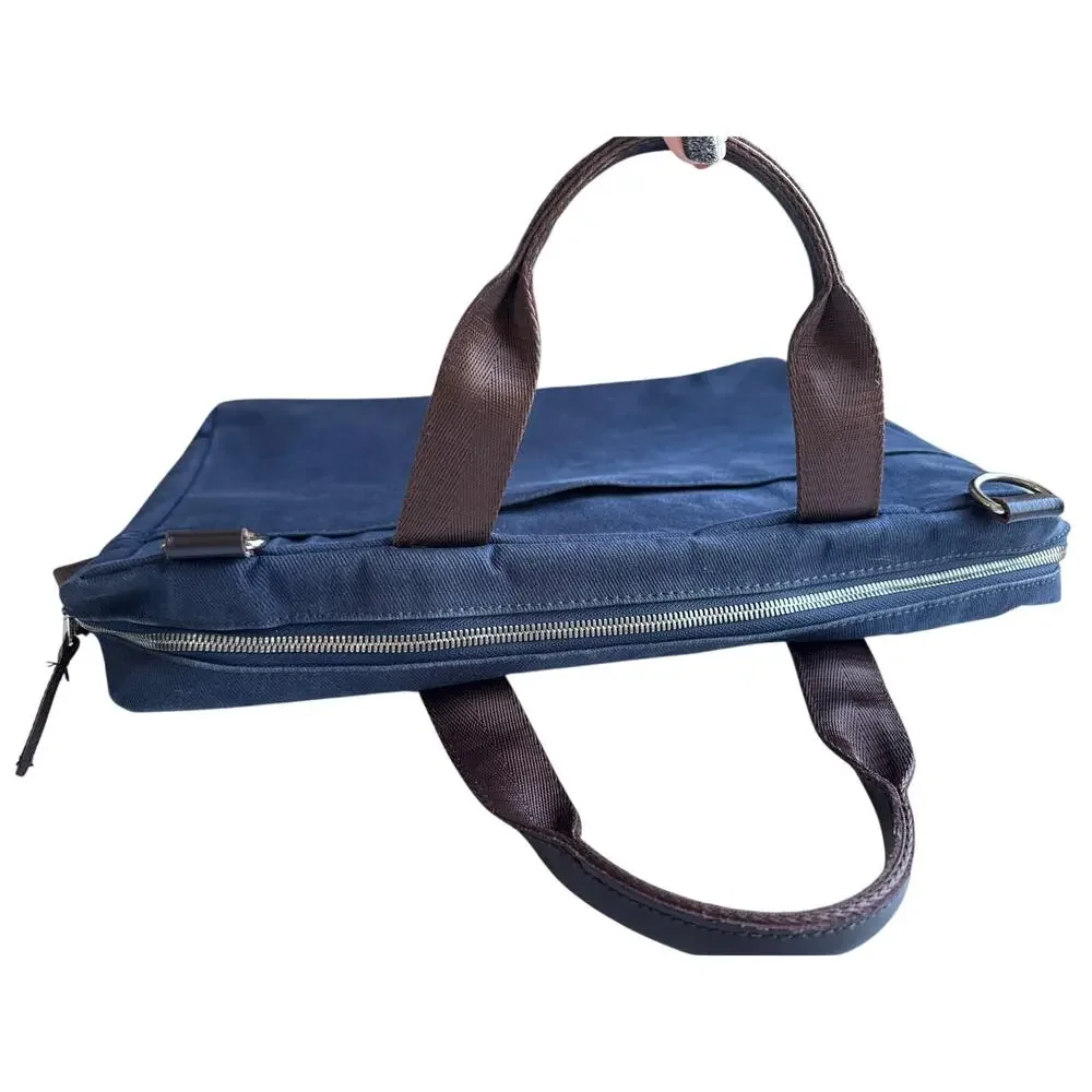 Line of Trade Canvas and Leather Laptop Bag Double Handle in Navy Blue